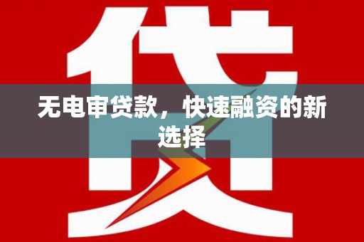 濮阳无电审贷款，快速融资的新选择